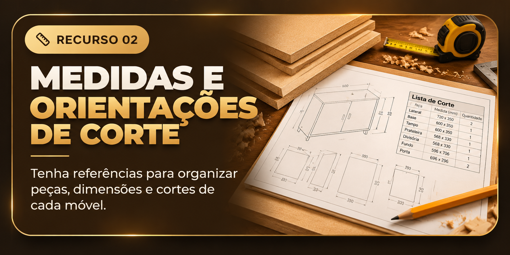 Medidas e orientações de corte